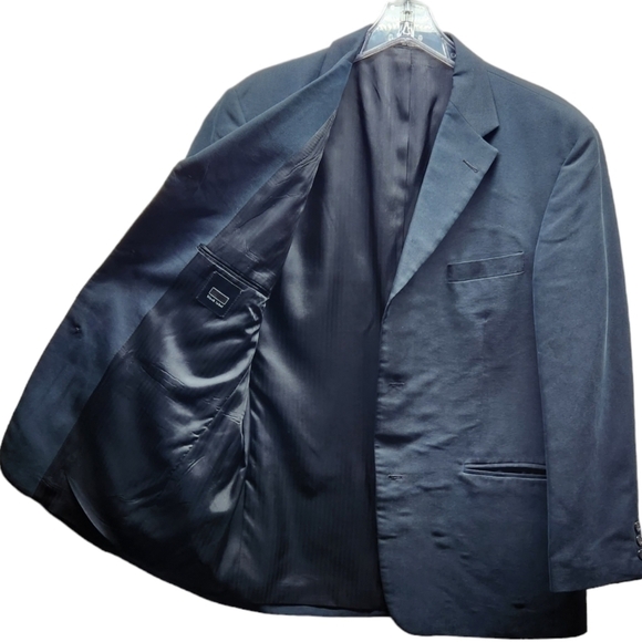 HAGGAR Black Label Mens 44R Black 3 Button Blazer Suit Jacket Sport Coat - Picture 1 of 10